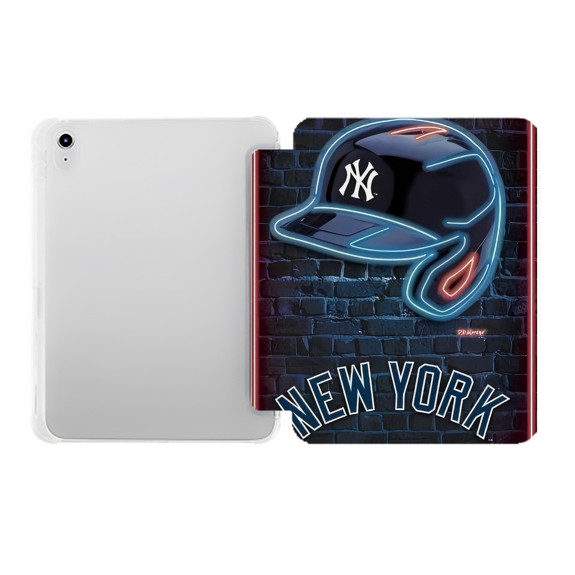 New York Yankees 230 Premium Tri-Fold PU Leather & Silicone IPad Case With Pencil Slot – Fits 9.5,10.5,10.9 – Adjustable Stand, Slim, Protective